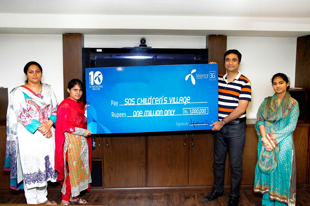 telenor pakistan donates pkr 1 million to sos children's
